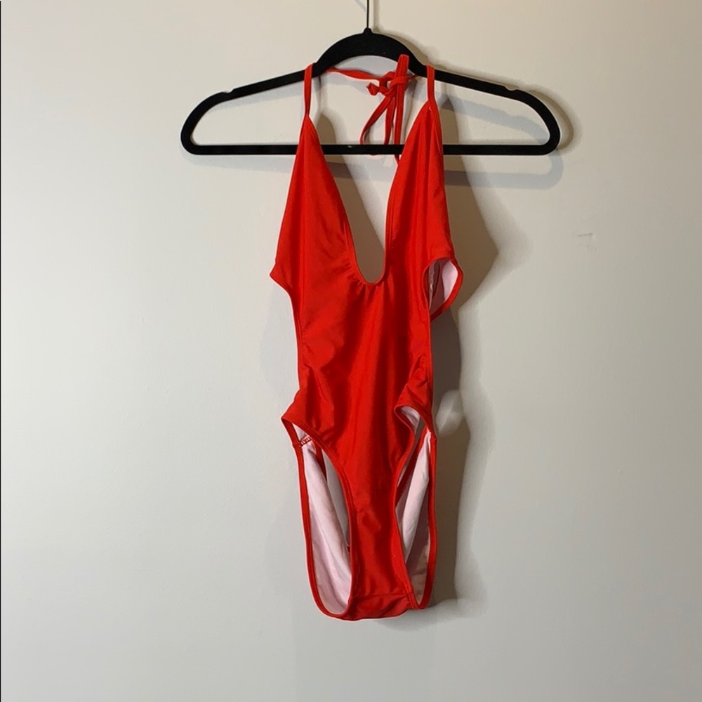 NEW BOOHOO RED CUTOUT ONE PIECE SUIT